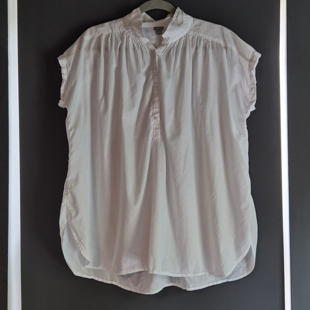 Aerie White Cotton Gauze Button Front Blouse Cap Sleeve Boho Top Medium Boho